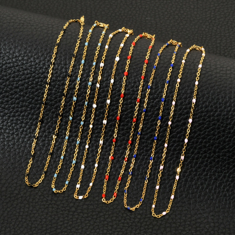 Vacuum Electroplating 1.5mm Stainless Steel Bead Chain Drop Glue 6-color Chain DIY Foot Chain Jewelry