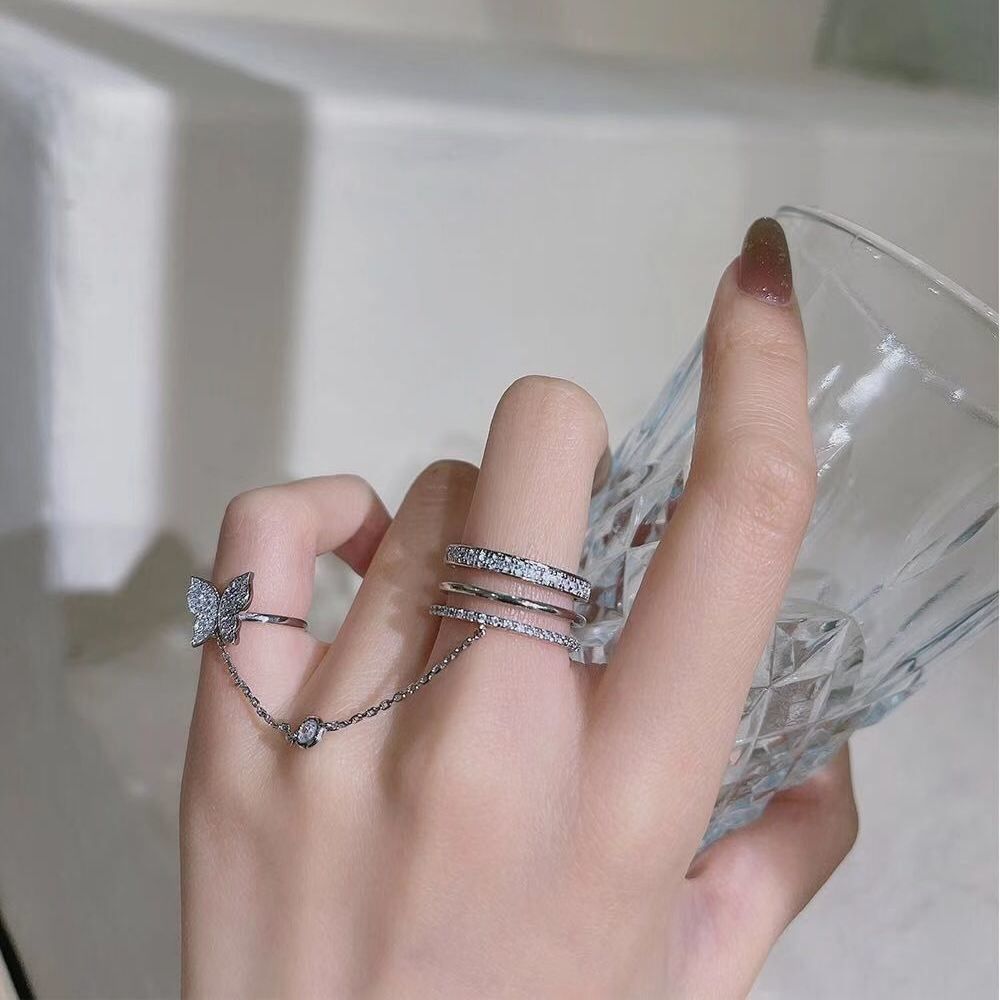 Net Red Butterfly Tassel Finger Ring Special-interest Design