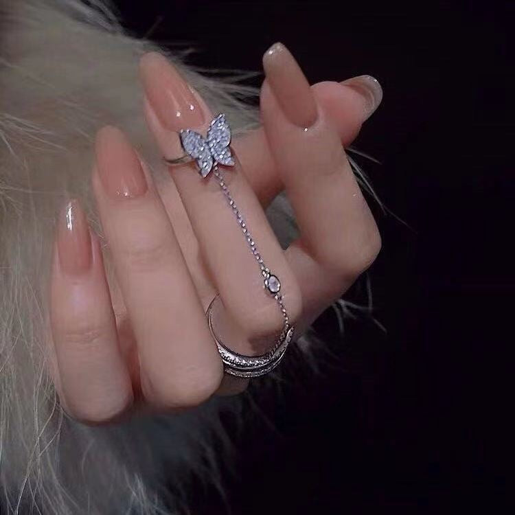 Net Red Butterfly Tassel Finger Ring Special-interest Design
