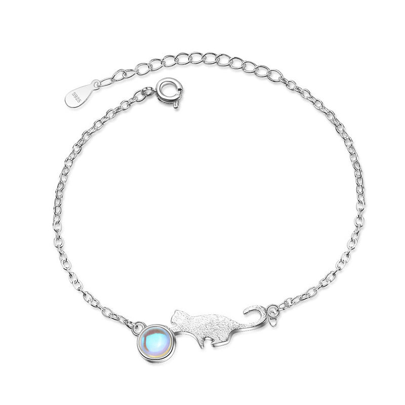 Women's Cute Personality Moonstone Kitten Bracelet