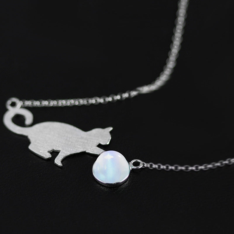Women's Cute Personality Moonstone Kitten Bracelet