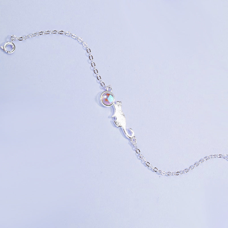 Women's Cute Personality Moonstone Kitten Bracelet