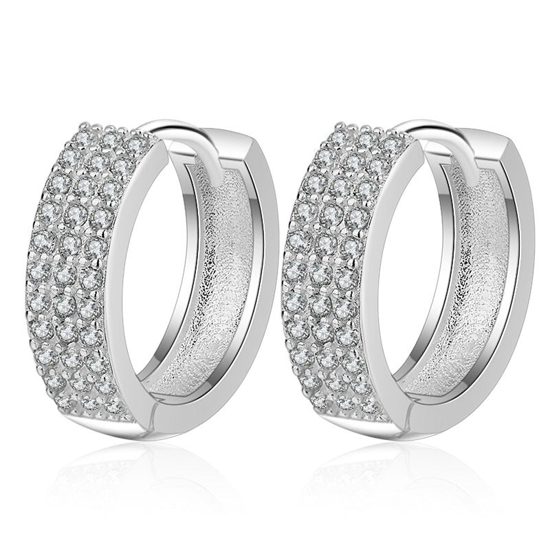 European And American Fashion Accessories Circle S925 Sterling Silver Earrings Female Ins Cold Wind Diamond Round Ear Clip