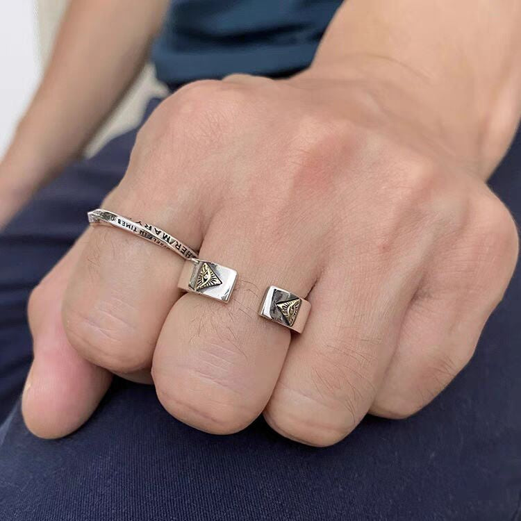 Trendy Men's Alphabet Personality God's Eye Ring
