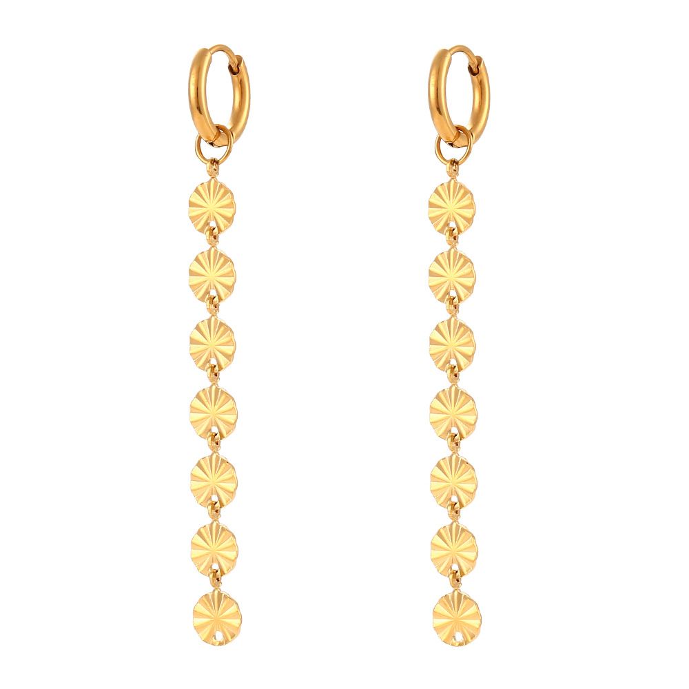 Stainless Steel Plated 18K Long Snowflake Chain Earrings