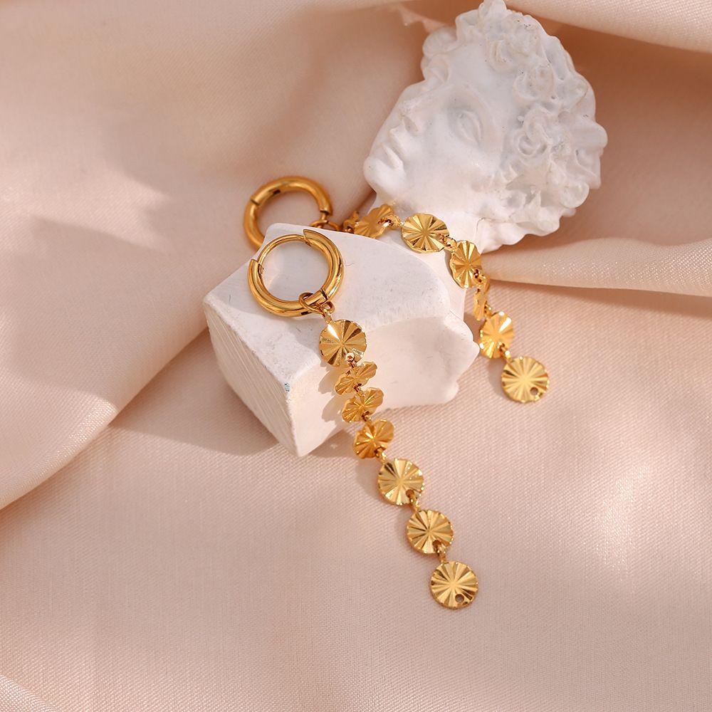 Stainless Steel Plated 18K Long Snowflake Chain Earrings
