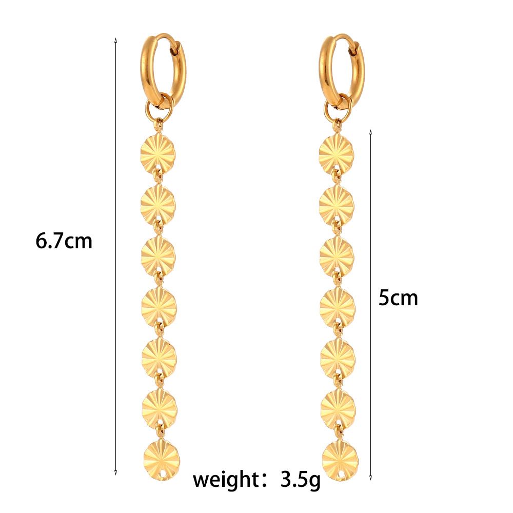 Stainless Steel Plated 18K Long Snowflake Chain Earrings