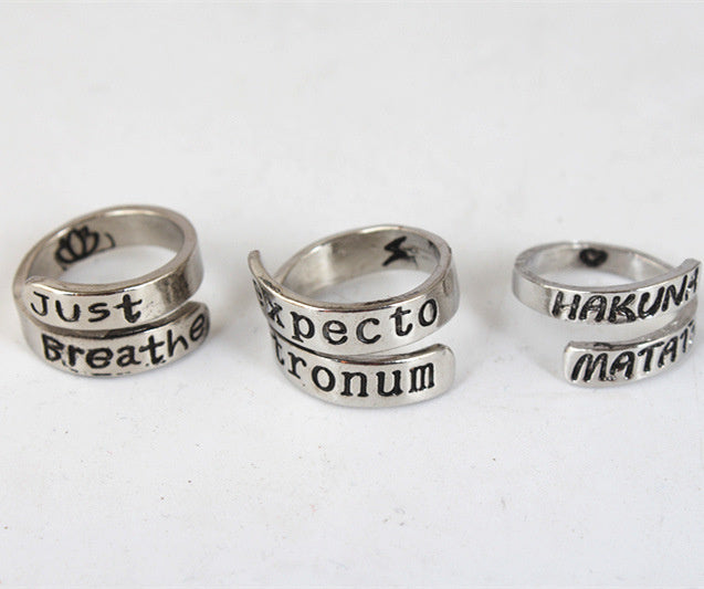Korean Style Jewelry English Adjustable Ring