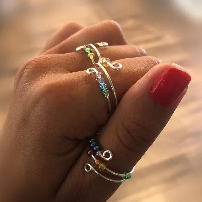 Colorful Beads Free Spins Fidget Anti Stress Anxiety Ring
