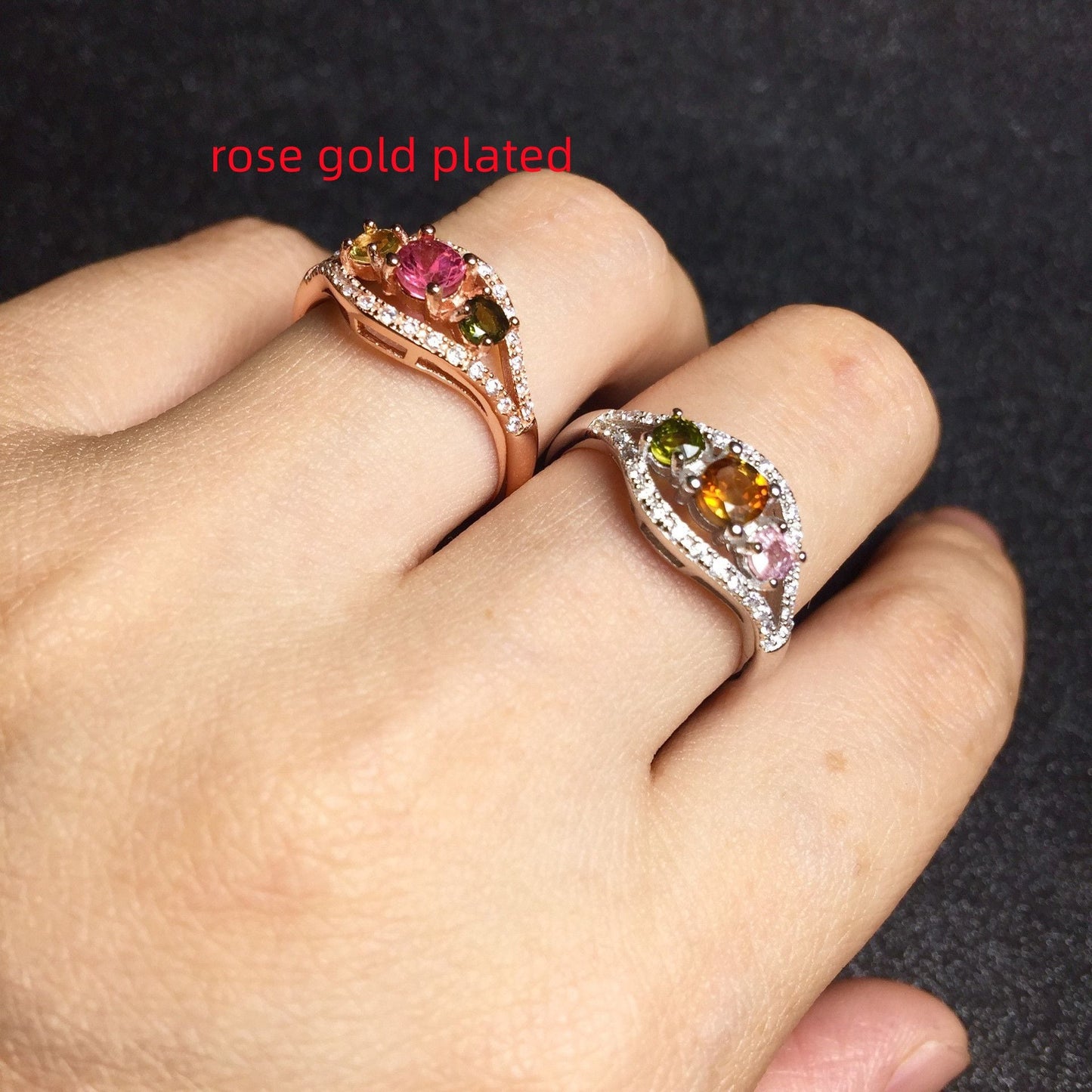 Ladies Fashion Set Natural Tourmaline Ring