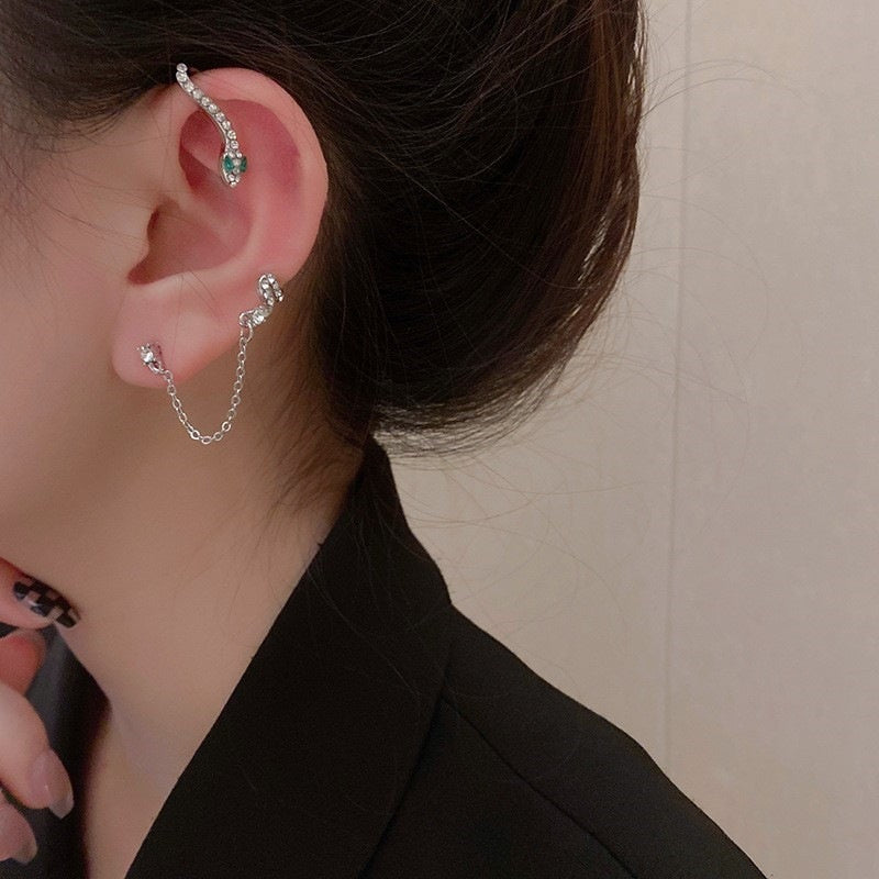 Sterling Silver Needle Snake-shaped Ear Hanging High-grade Integrated Ear Clip