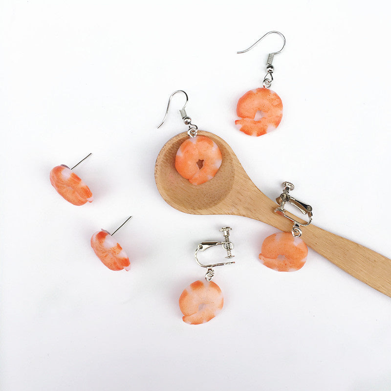 Creative Hand-made Shrimp Earrings Simulation Personality