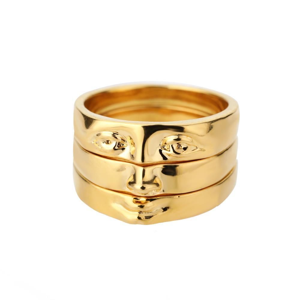 David Eye Rings For Women Gold Plated Vintage Fac