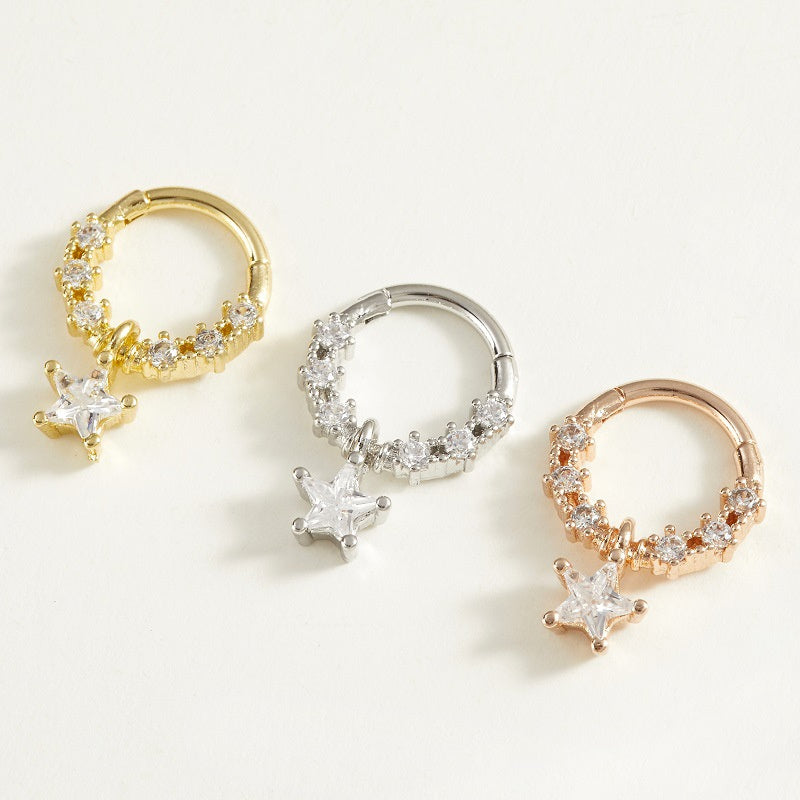 Planet Series Five-pointed Star Accessories Titanium Steel Nose Ring