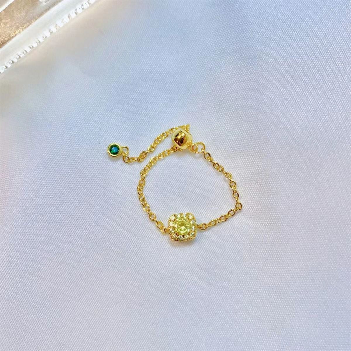 Women's Fashion Simple Small Yellow Diamond Soft Chain Ring