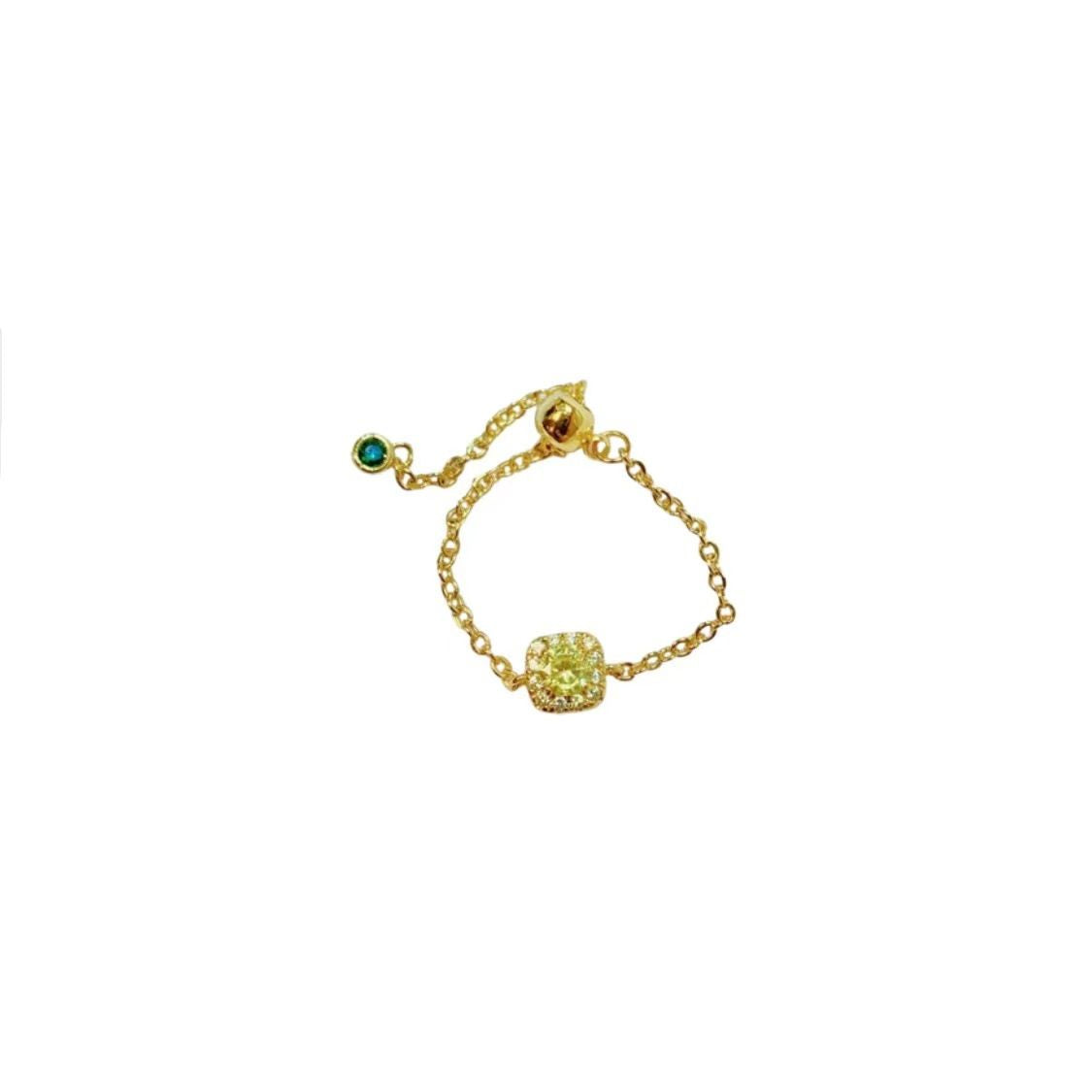 Women's Fashion Simple Small Yellow Diamond Soft Chain Ring