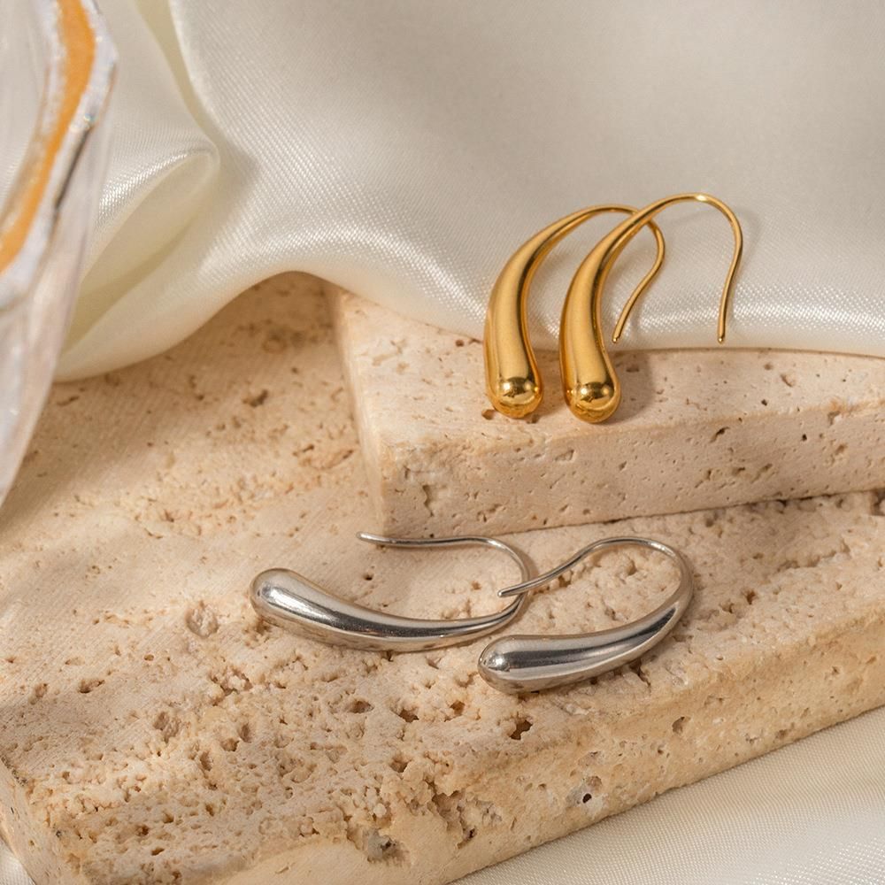 18K Gold Stainless Steel Irregular Water Drop Ear Studs