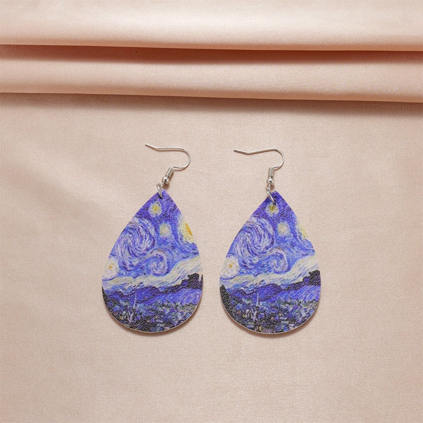 Double-sided Printing Starry Night Earrings On The Rhona River