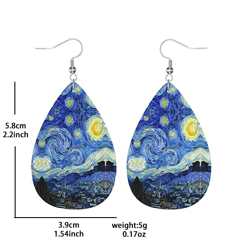Double-sided Printing Starry Night Earrings On The Rhona River
