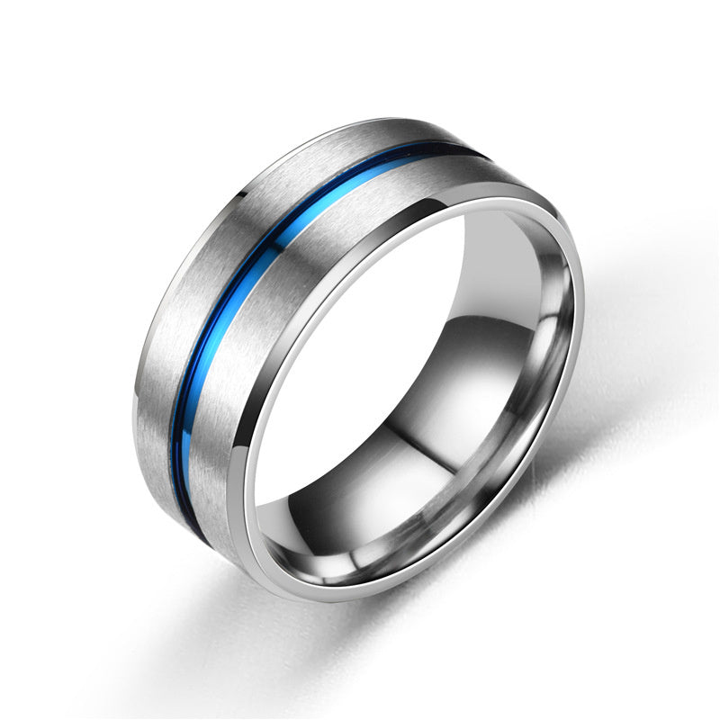 8mm Classic Fashion Two-tone Brushed Stainless Steel Ring For Men