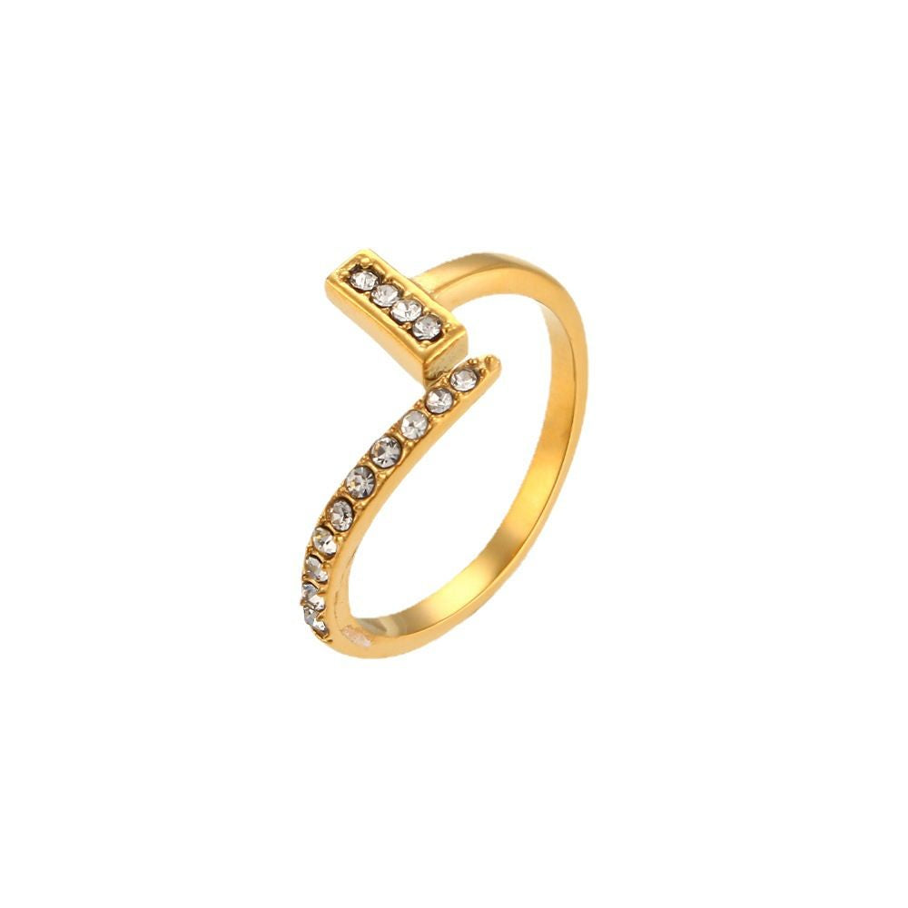 Simple Temperament Ring Special Interest Light Luxury Non-titanium Steel Plated 18K Gold