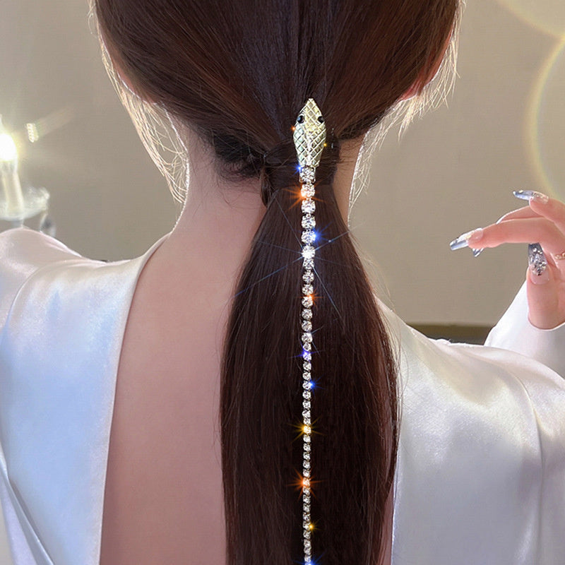Gothic Diamond Tassel Snake Headpiece For Women