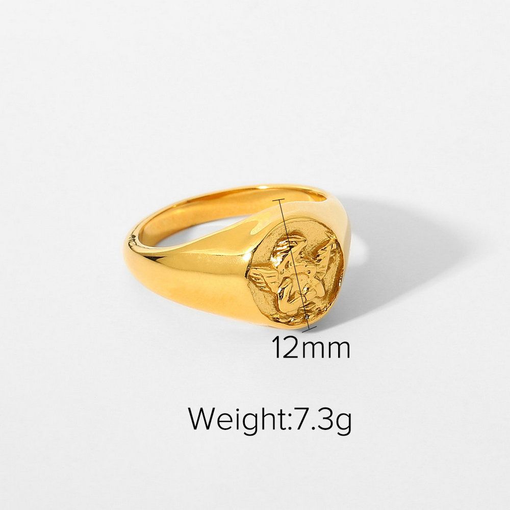 INS Wind Exquisite Round Angel Ring Waterproof Jewelry