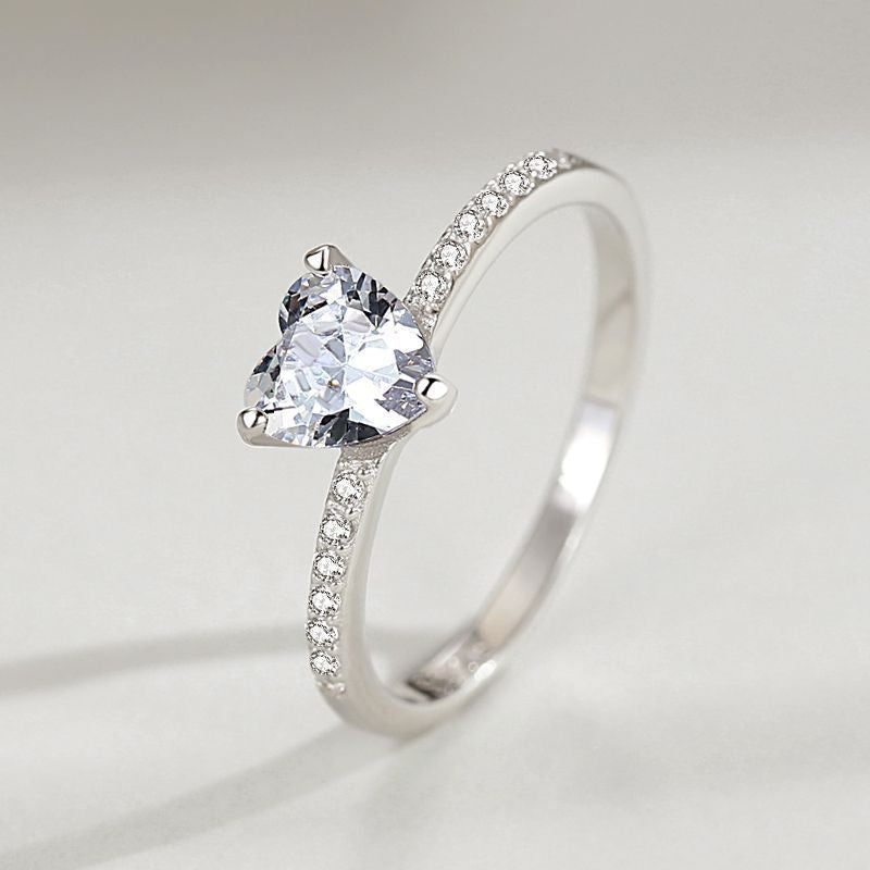 S925 Sterling Silver Ring Love 1 Karat Simulation Diamond Jewelry