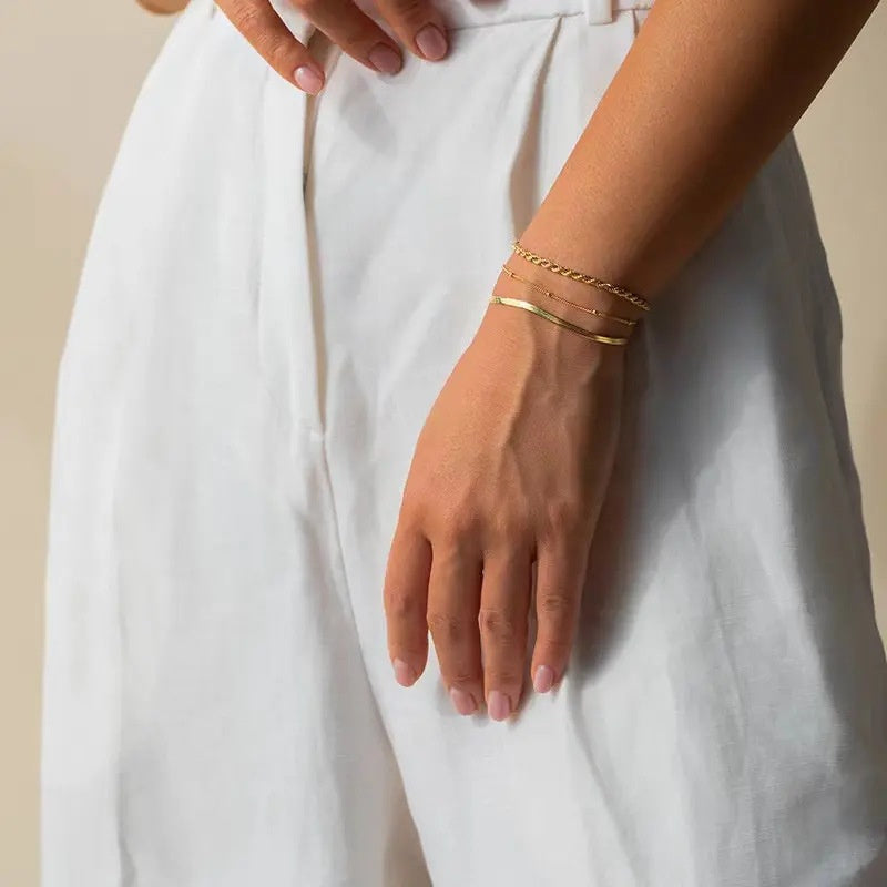 Simple Stainless Steel Exquisite Bead Necklace Bracelet