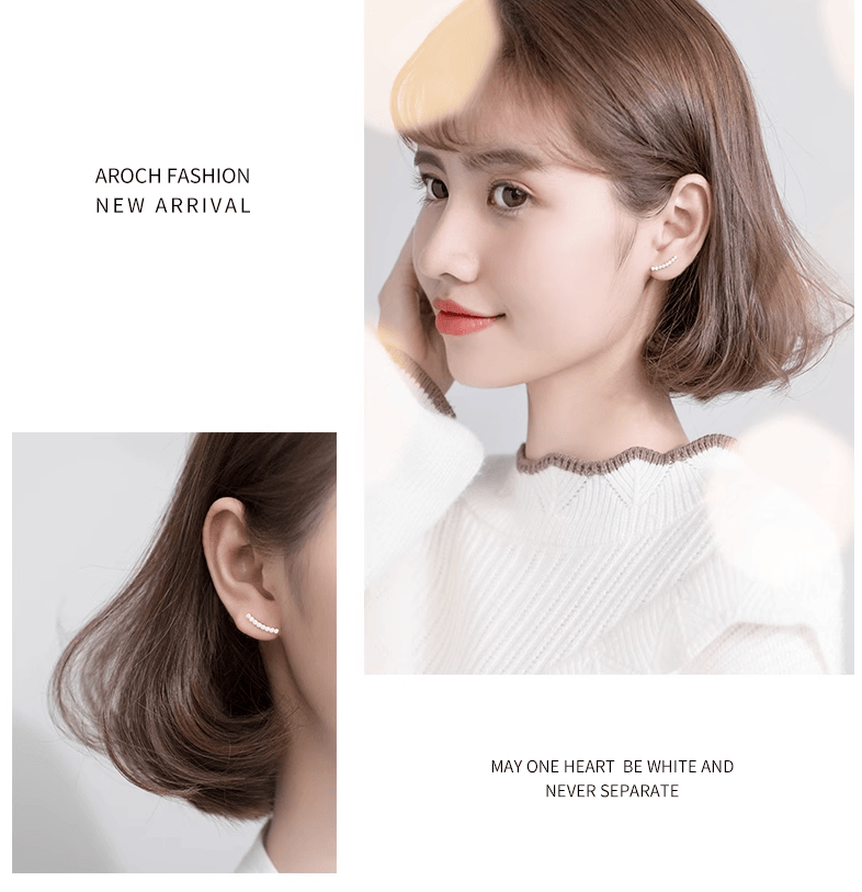 S925 Silver Simple Rhinestone Straight Ear Studs