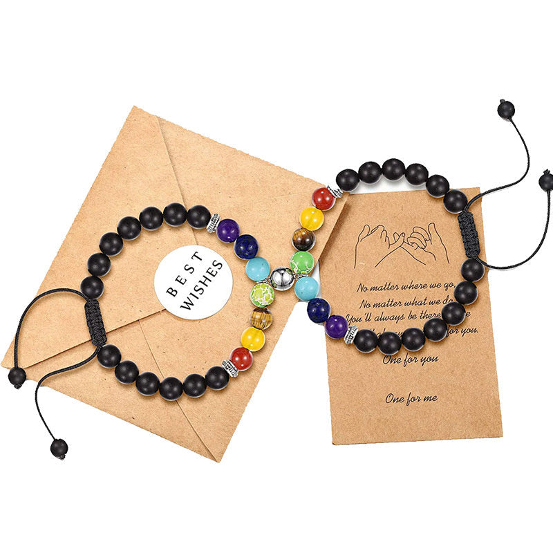 Men's And Women's Fashion Colorful Stone Woven Bracelet
