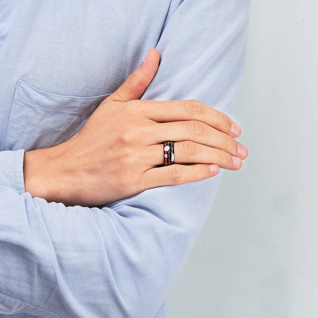 Fashion Black Meteorite Tungsten Steel Ring