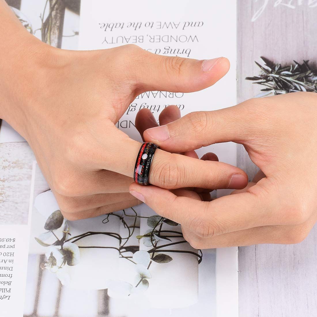 Fashion Black Meteorite Tungsten Steel Ring