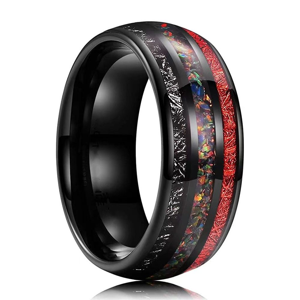 Fashion Black Meteorite Tungsten Steel Ring