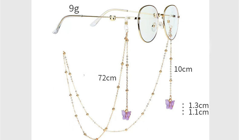 European And American Fashionable Butterfly Glasses Hanging Chain