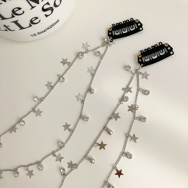 Sparkling Star Braided Hair Chain Long Tassel