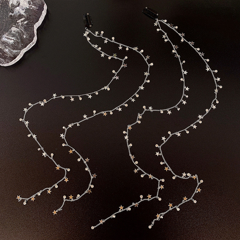 Sparkling Star Braided Hair Chain Long Tassel