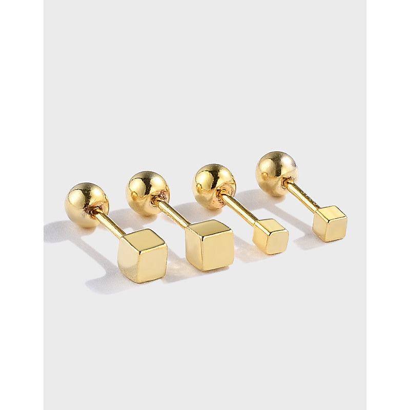 Ladies Square Screw Geometric Stud Earrings