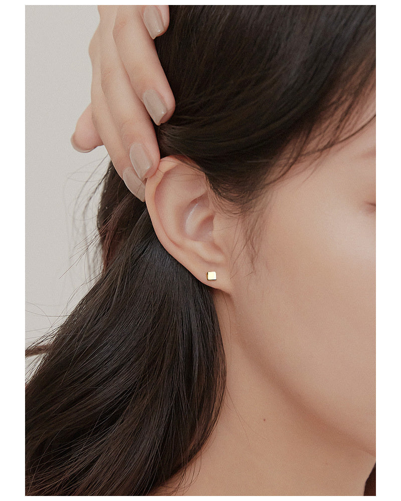 Ladies Square Screw Geometric Stud Earrings