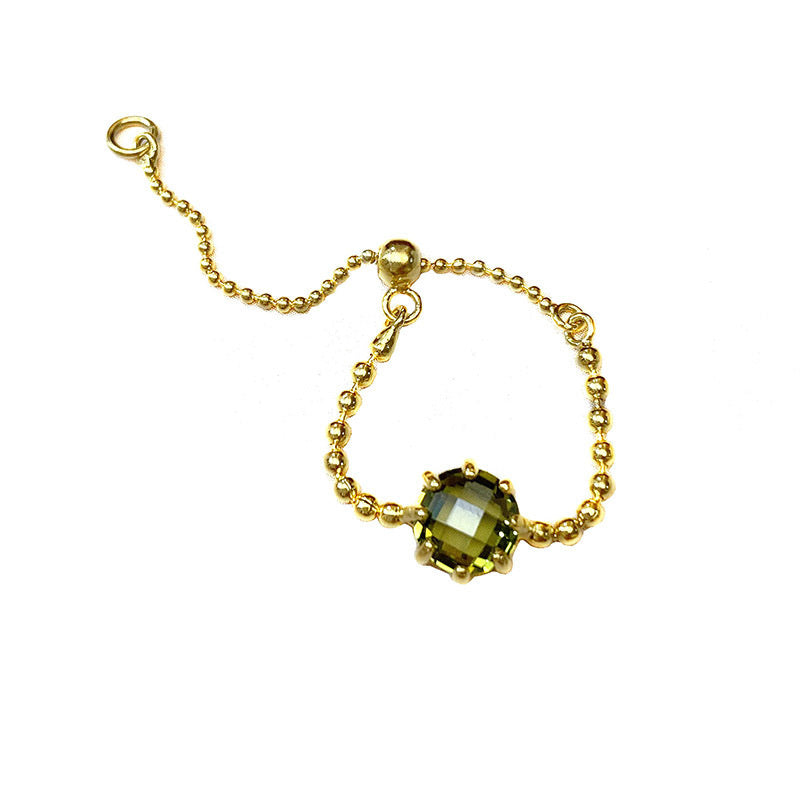 Women's Fashion Personality Pull Round Beads Chain Ring