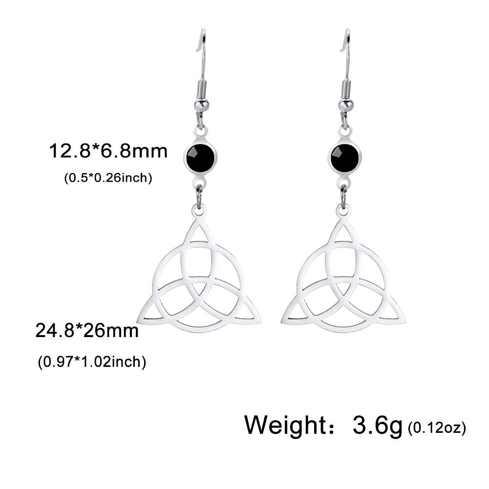 Titanium Steel Triangle Circle Hollow Stud Earrings