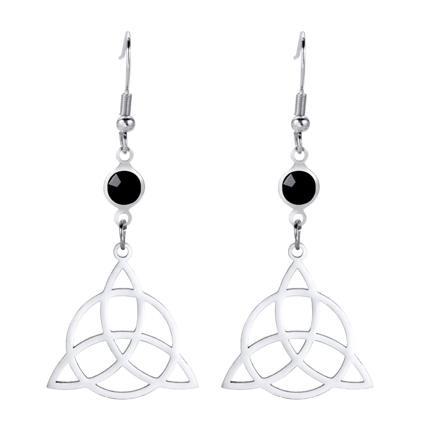 Titanium Steel Triangle Circle Hollow Stud Earrings