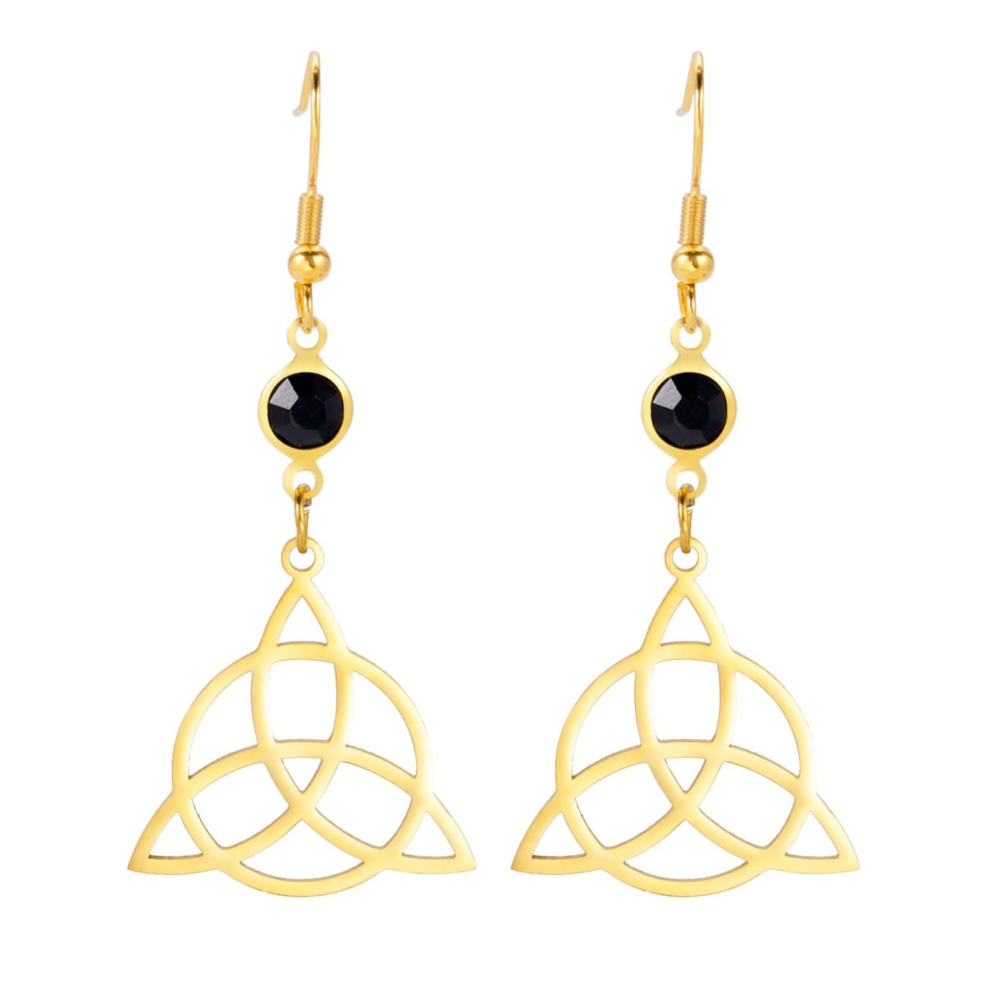 Titanium Steel Triangle Circle Hollow Stud Earrings