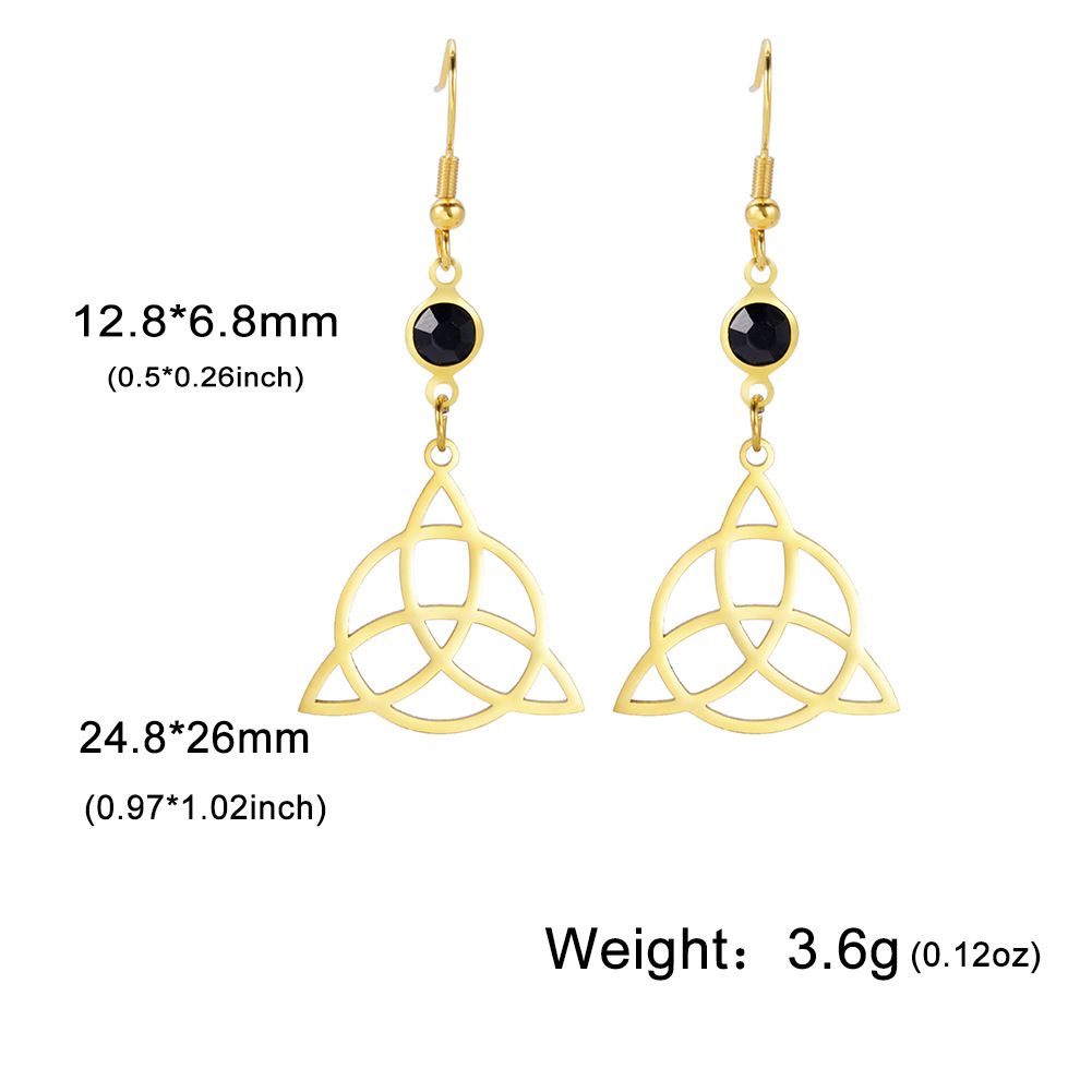 Titanium Steel Triangle Circle Hollow Stud Earrings