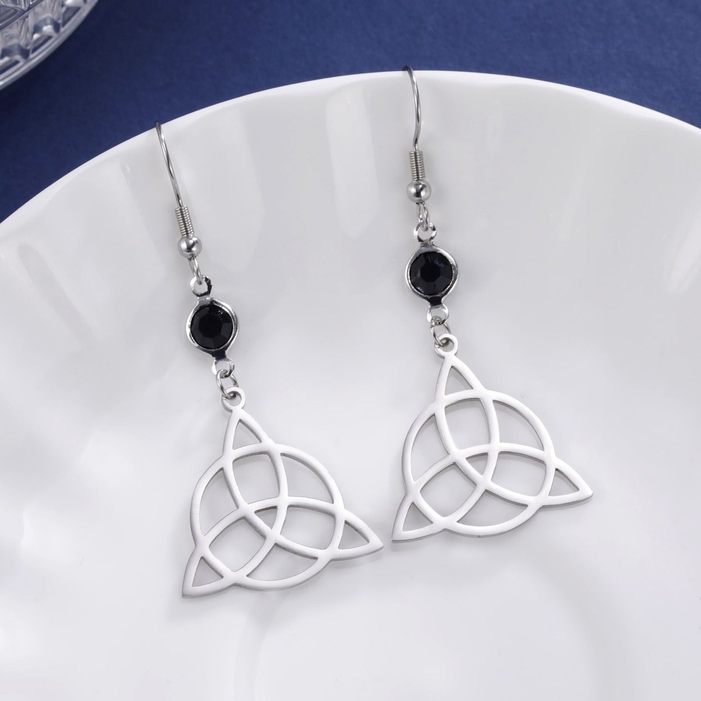 Titanium Steel Triangle Circle Hollow Stud Earrings