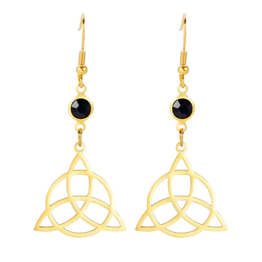 Titanium Steel Triangle Circle Hollow Stud Earrings