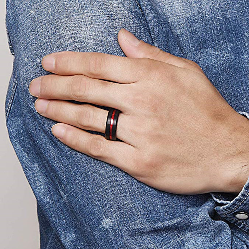 Two-color Men's Tungsten Steel Ring