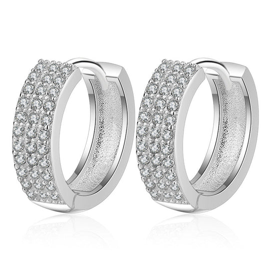 European And American Fashion Accessories Circle S925 Sterling Silver Earrings Female Ins Cold Wind Diamond Round Ear Clip