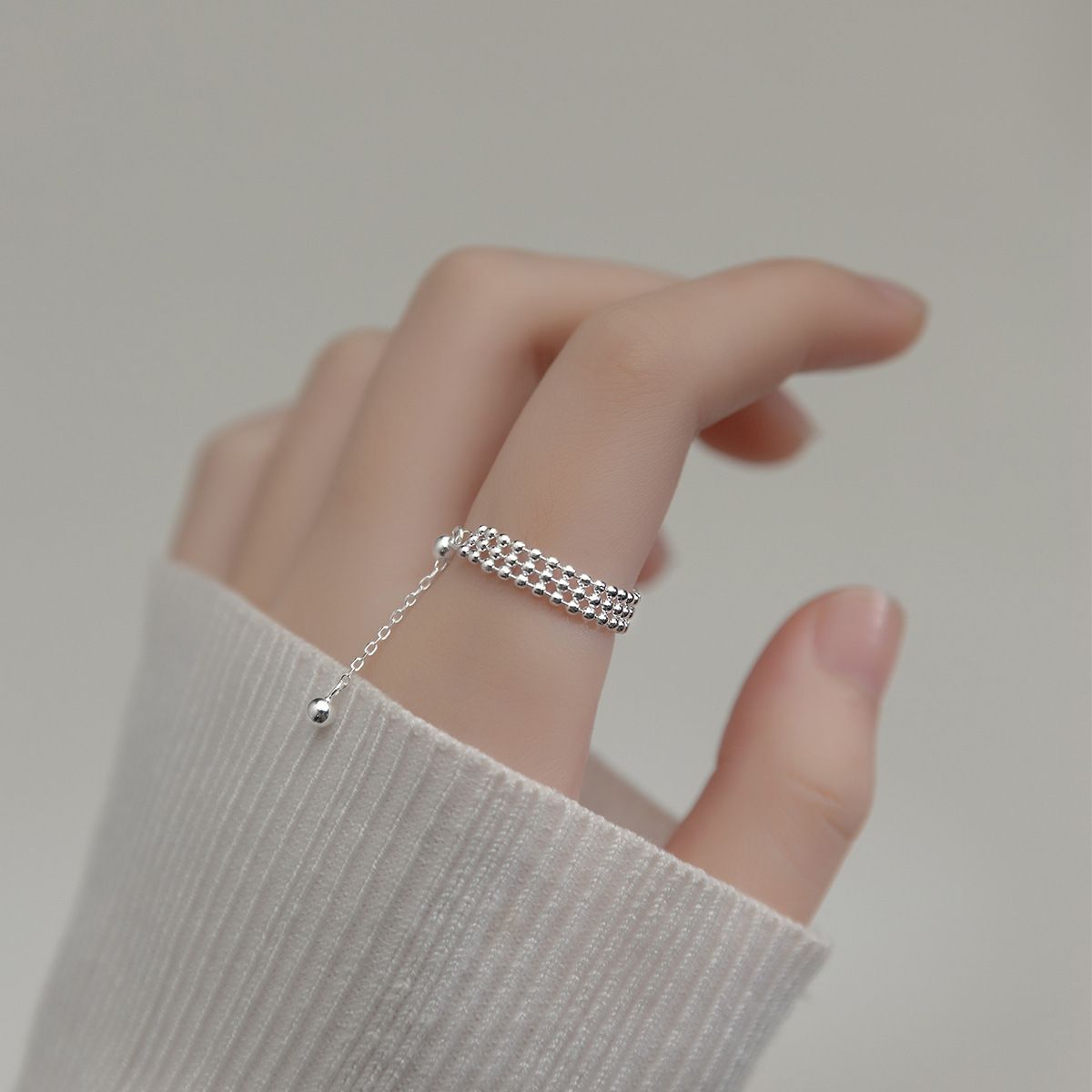 Women's Adjustable Three-layer Light Beads Ring