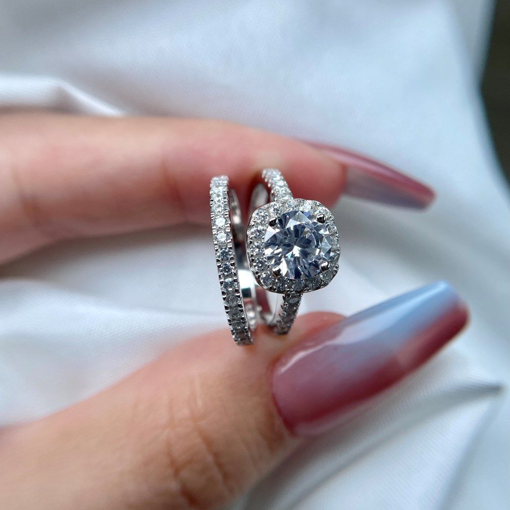S925 Sterling Silver High Carbon Diamond Ring Can Be Split